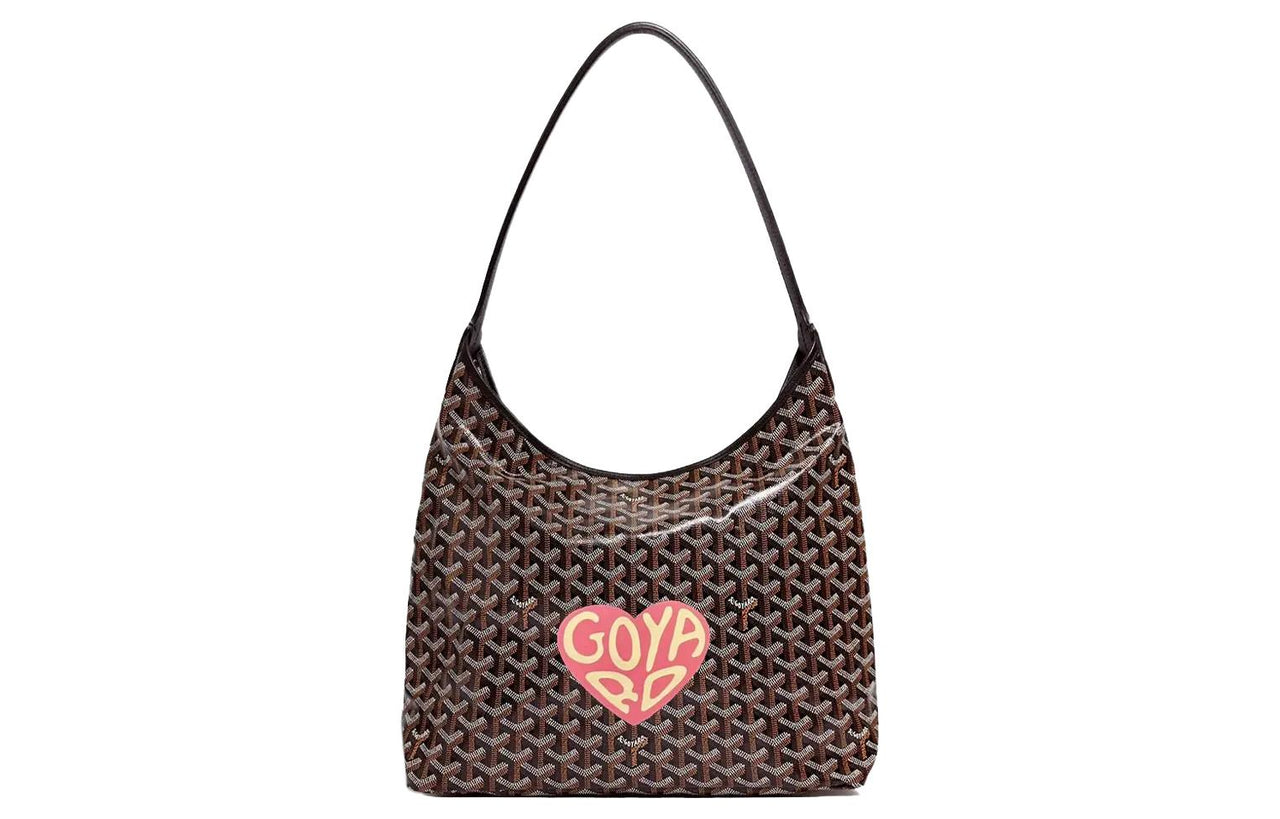 GOYARD Bohème Hobo Canvas With Leather Hobo Bag Shoulder Bag Shoulder Bag Women's Black/Pink Large Heart Edition