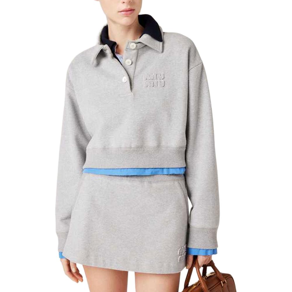 MIU MIU Long-Sleeved Cropped Polo Shirt