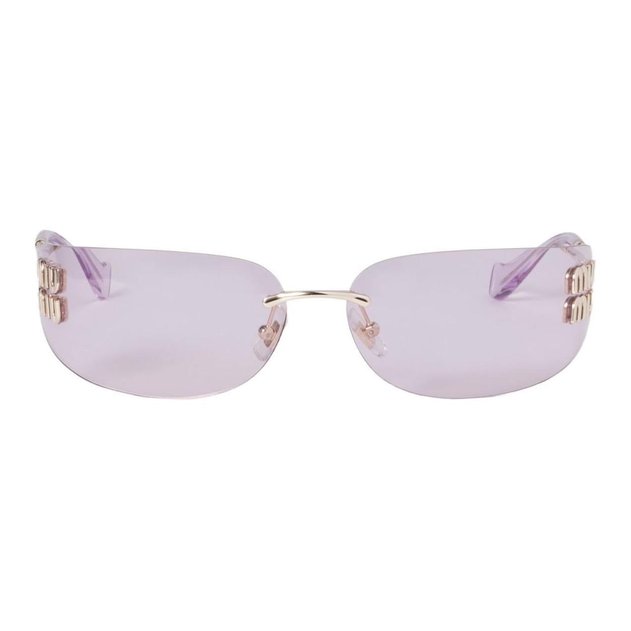 MIU MIU Metal Irregular Shape Sunglasses Women's Purple