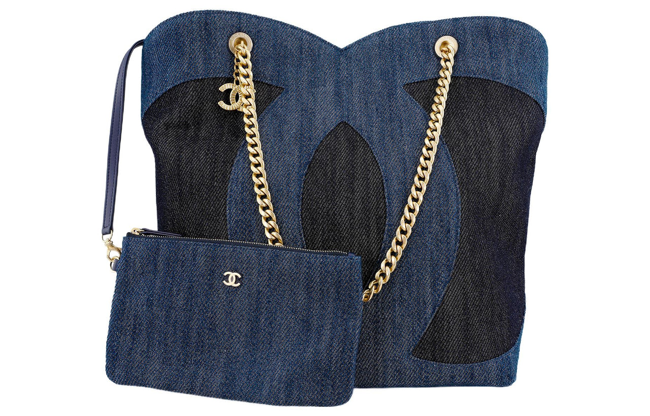 CHANEL Denim Hobo Bag, Handbag, Shoulder Bag Women's