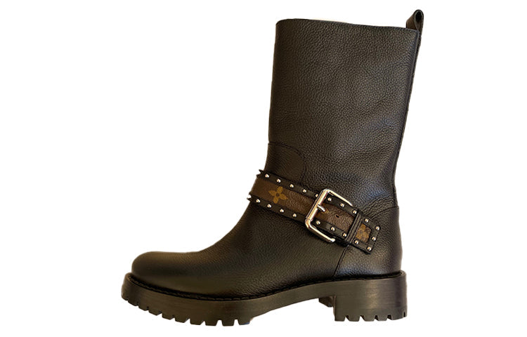 LOUIS VUITTON Strap Boots 'Black With Monogram Strap' Women's
