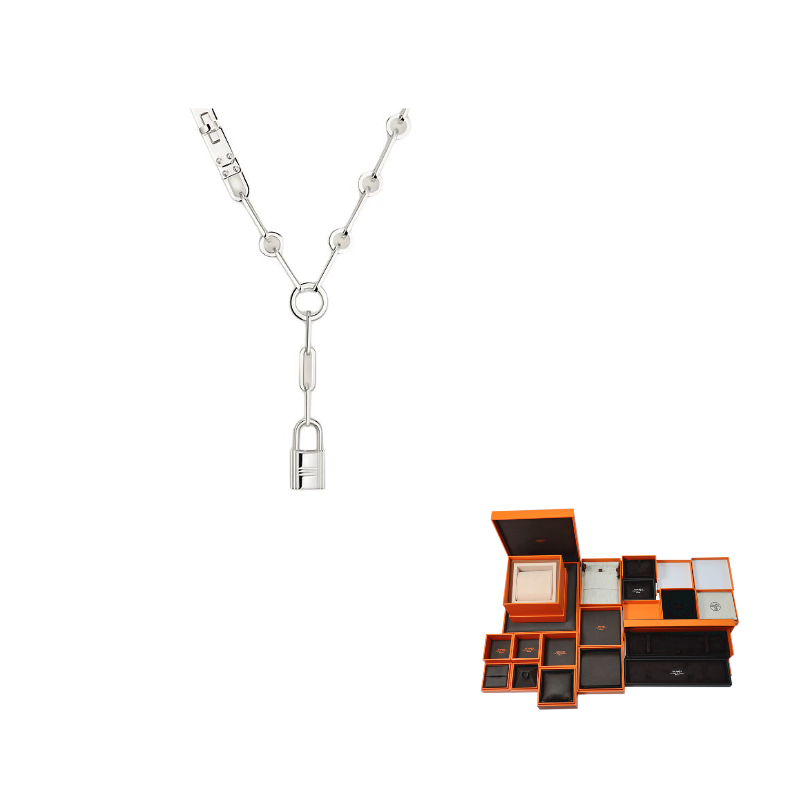 HERMES 925 Sterling Silver Necklaces Unisex Silver