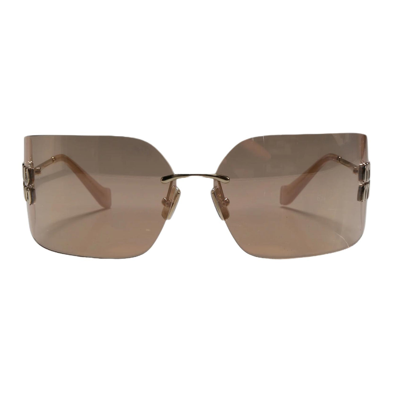 MIU MIU Metal Irregular Shape Sunglasses Women's Gold