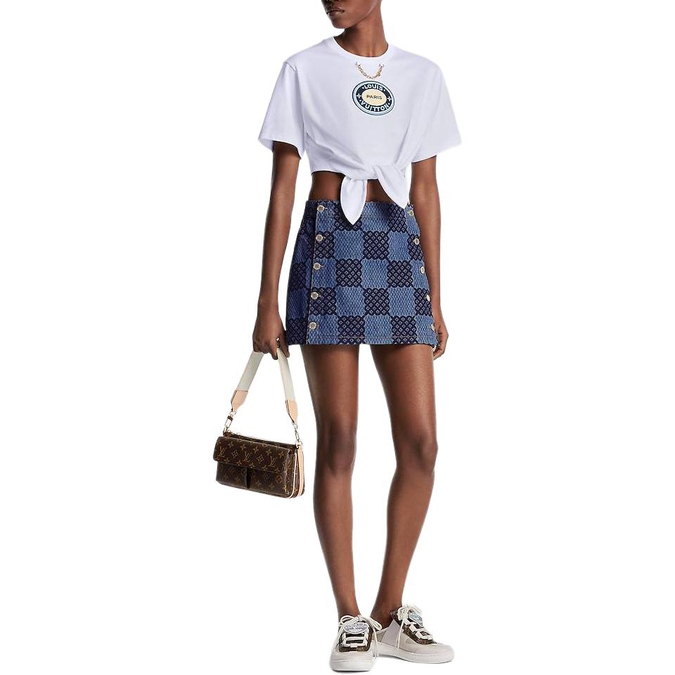 LOUIS VUITTON Damier Denim Mini Skirt