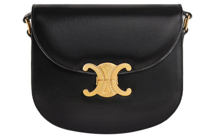 CELINE Besace Shiny Cow Leather Crossbody Bag Shoulder Bag Women's Black