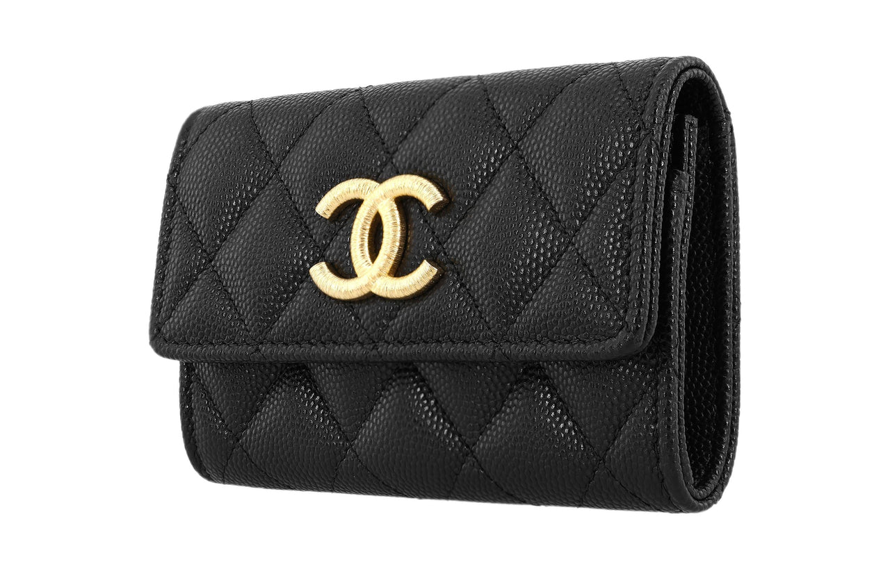 CHANEL Calfskin Card Holder Regular Women's Black