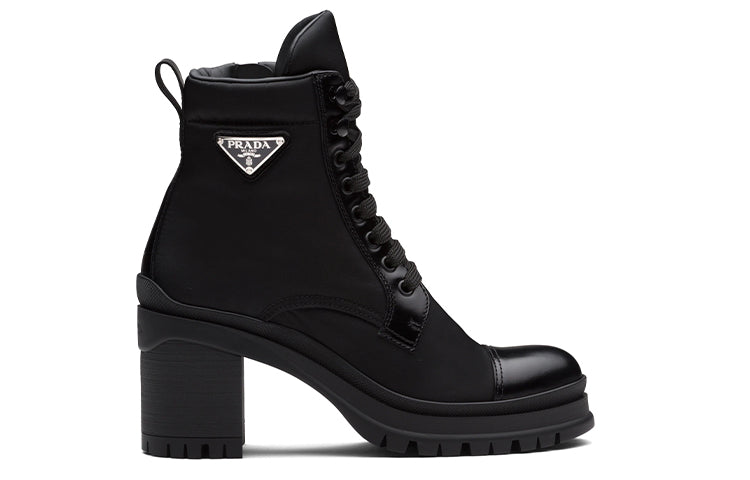 PRADA 55mm Laced Booties Black Nylon Women's