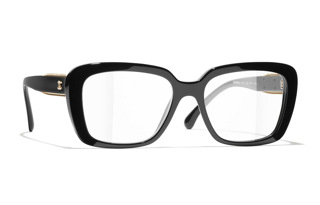 CHANEL Acetate Butterfly Eyeglass Frames Unisex Black