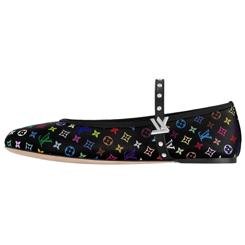 LOUIS VUITTON Flat Mary Jane Shoes Women's Black