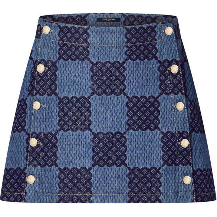 LOUIS VUITTON Damier Denim Mini Skirt