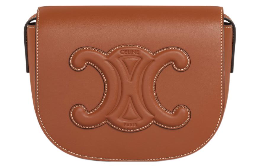 CELINE Cuir Triomphe Smooth Cow Leather Shoulder Bag Crossbody Bag Women's Tawny