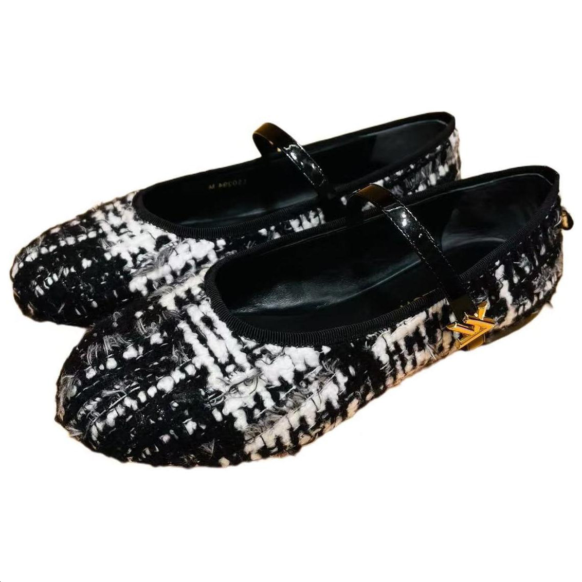 LOUIS VUITTON Flat Mary Jane Shoes Women's Black