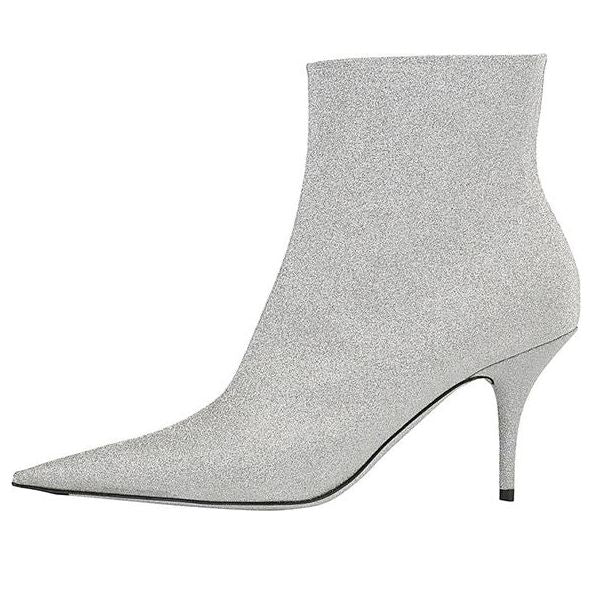 (WMNS) Balenciaga 85mm Knife Glitter Boots 'Silver' 579280WA7018163