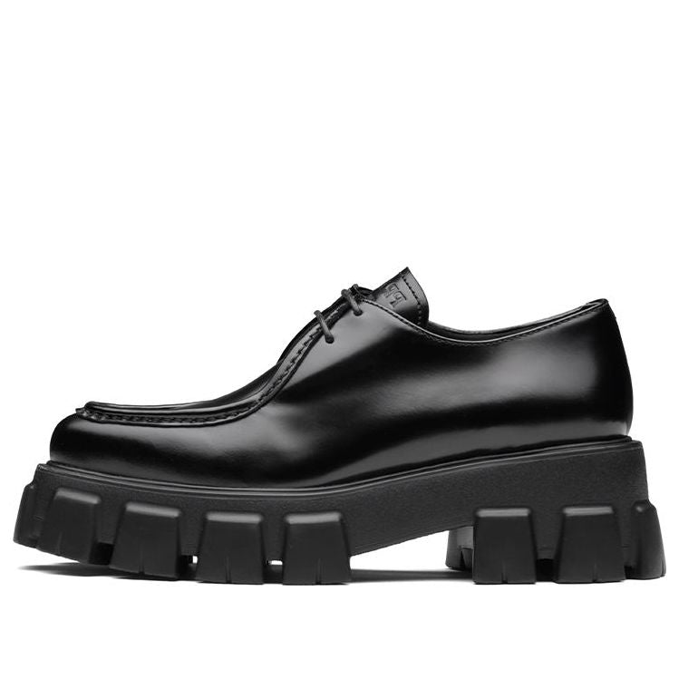 (WMNS) PRADA Monolith Pattern Calf Pointy Derby Shoes 'Black' 1E719M_055_F0002_F_055