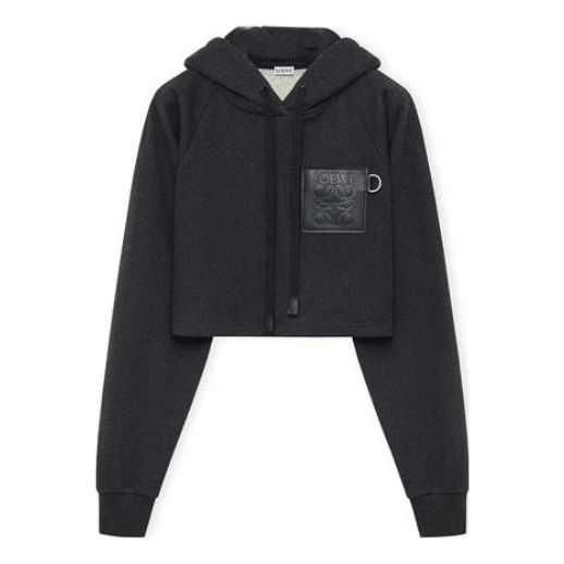 (WMNS) Loewe SS23 Cropped Hoodie 'Black' S359Y25X30-1720