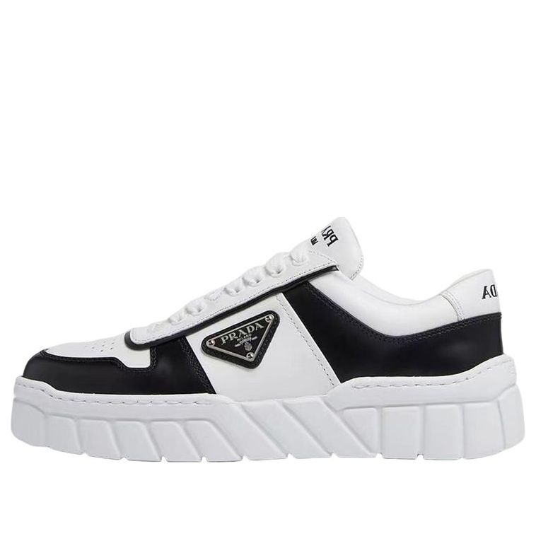 (WMNS) PRADA Soft Padded Nappa Leather Laced-Up Shoes 'White Black' 1E946M_3LJ6_F0964
