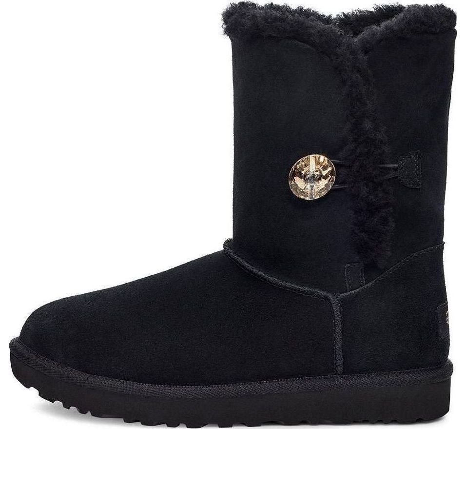 (WMNS) UGG Bailey Button Gold Bling Boot 'Black' 1118997-BKGD