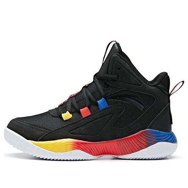 (GS) ANTA High Top Basketball Shoes 'Black Blue Yellow' 312011115B-1