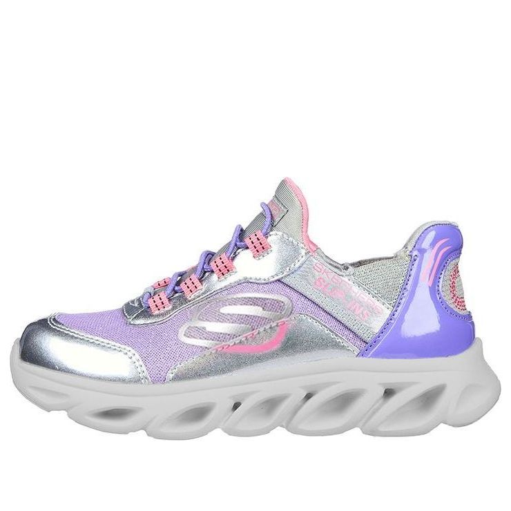 (GS) Skechers Flex Glide 'Silver Pink Purple' 302221L-GYLV