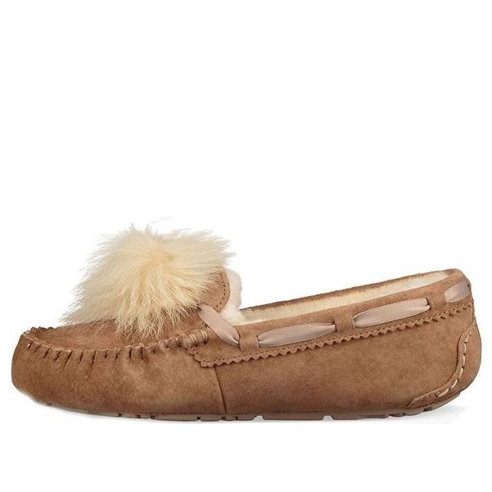 (WMNS) UGG Dakota Pom Pom Slip on Brown 1019015-CHE