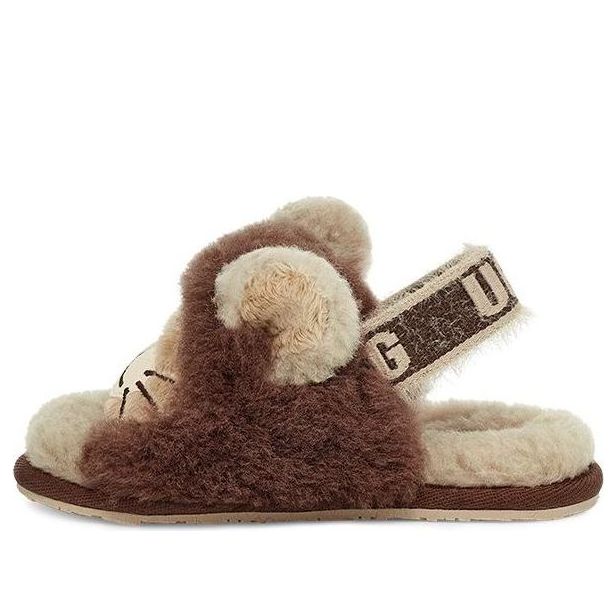(TD) UGG Fluff Yeah Slide Lion Stuffie 'Sand Chocolate' 1127712T-SCLT