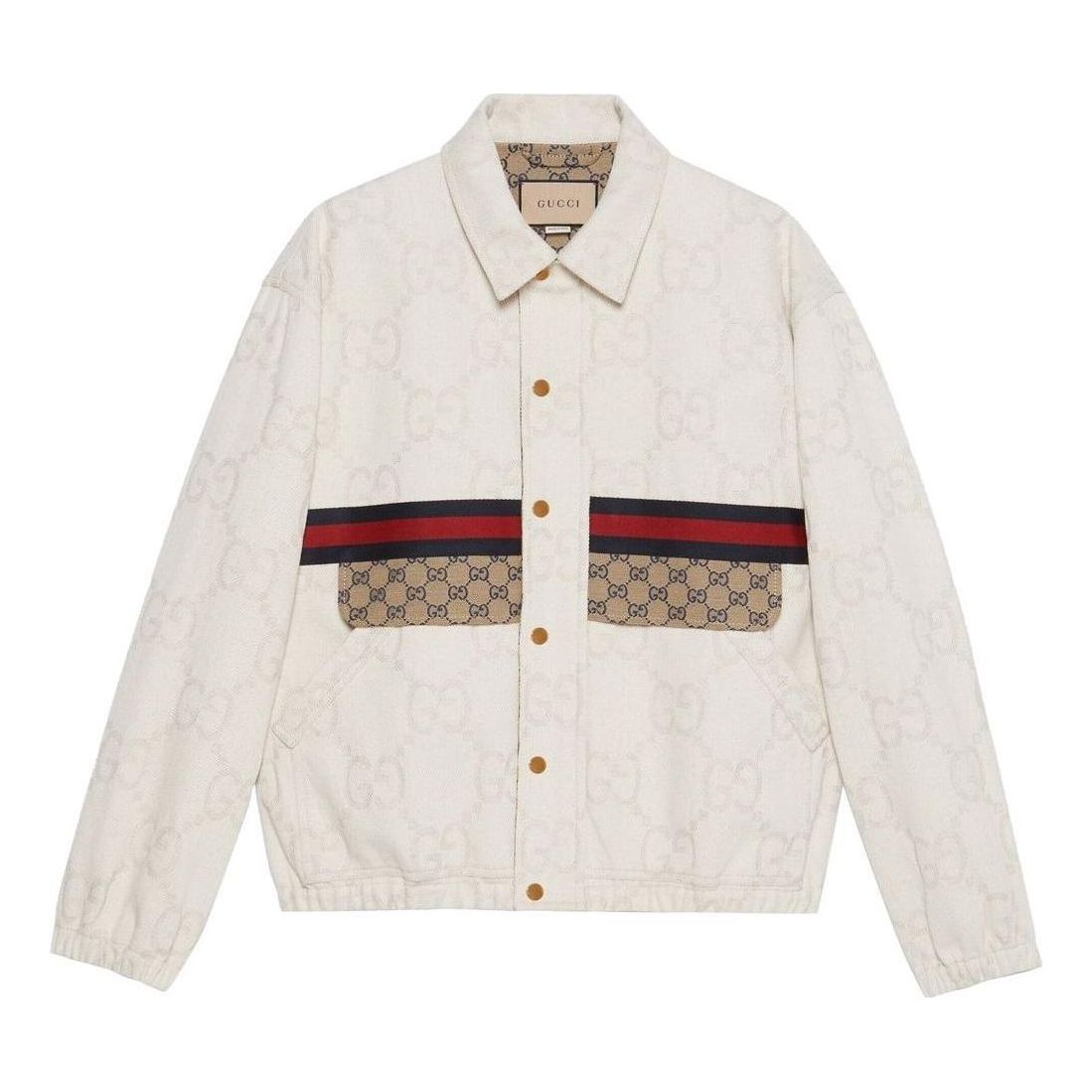 Gucci Maxi GG Denim Jacket With Web 'Ivory' 693205-XDB2G-9207