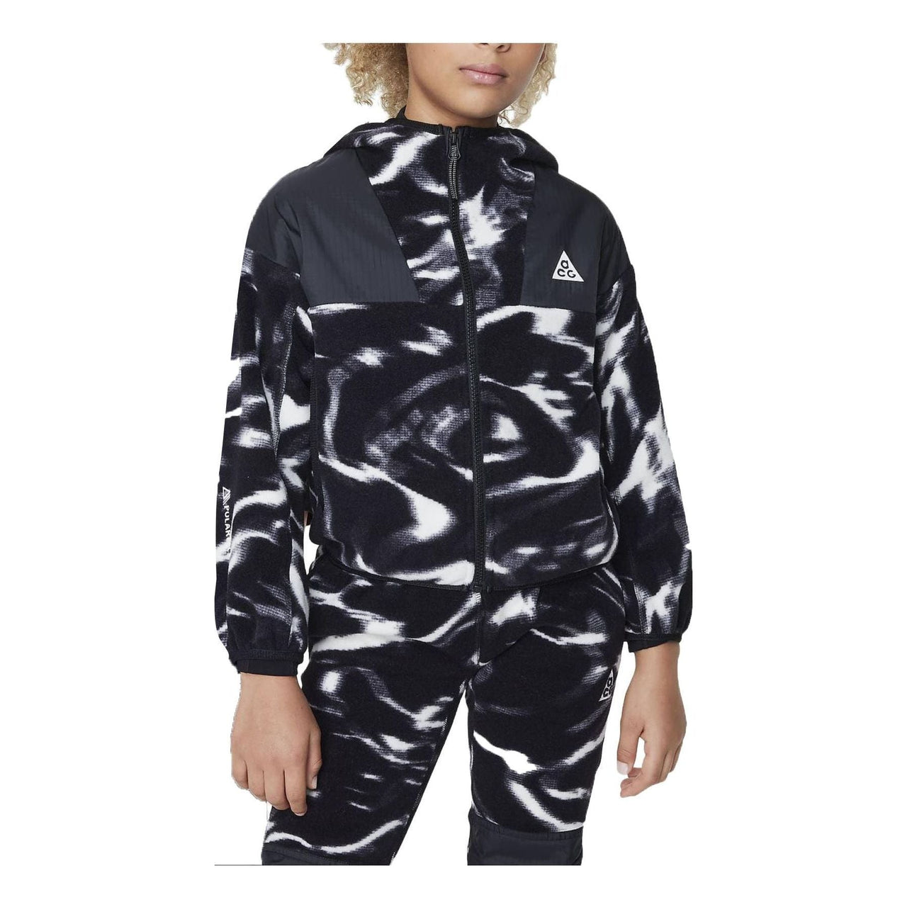 (GS) Nike ACG Wolf Tree Full-Zip Hoodie 'Black White' FD8462-010