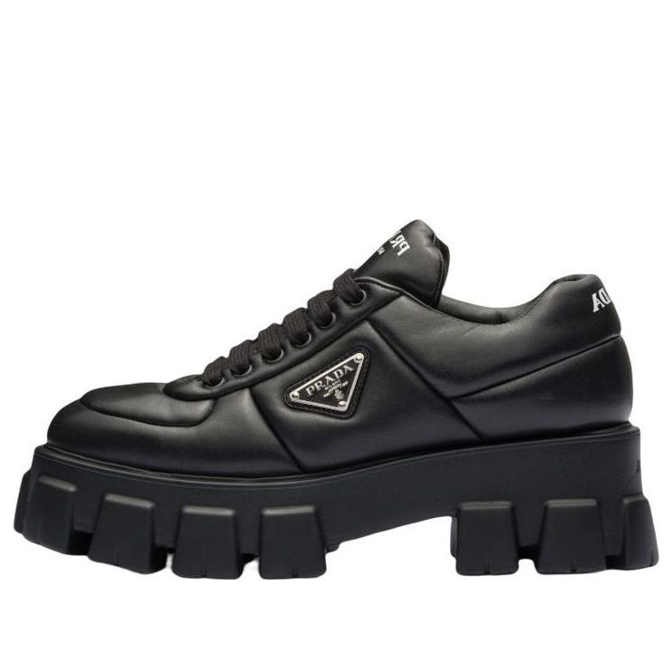 (WMNS) PRADA Monolith Brushed Leather Lace-up Shoes 'Black' 1E119N_2DL8_F0002_F_055