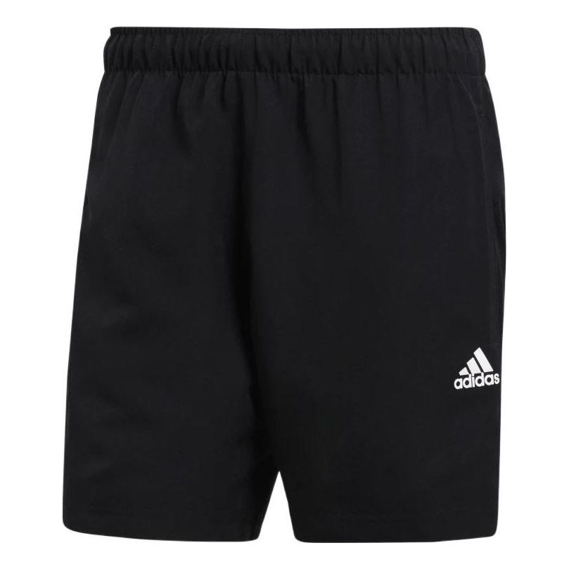 Men's adidas Solid Color Logo Straight Sports Black Shorts S17593