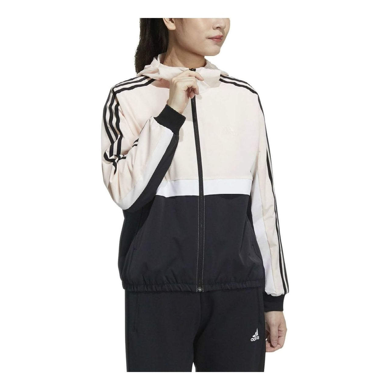 (WMNS) adidas Hooded Jacket Asia Sizing 'Black Pink' GP0622
