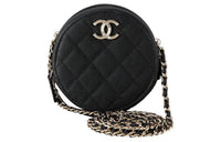 CHANEL Grained Cow Leather Shoulder Bag Crossbody Bag Small Size Women's Black