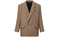 LOUIS VUITTON Double-Breasted Prince Of Wales Blazer Jackets Coats Women's Brown