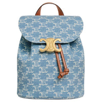 CELINE Fabric Backpack Women's Denim Blue & White