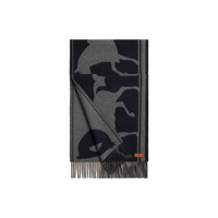 HERMES Cashmere Knit Scarves Unisex Dark Gray