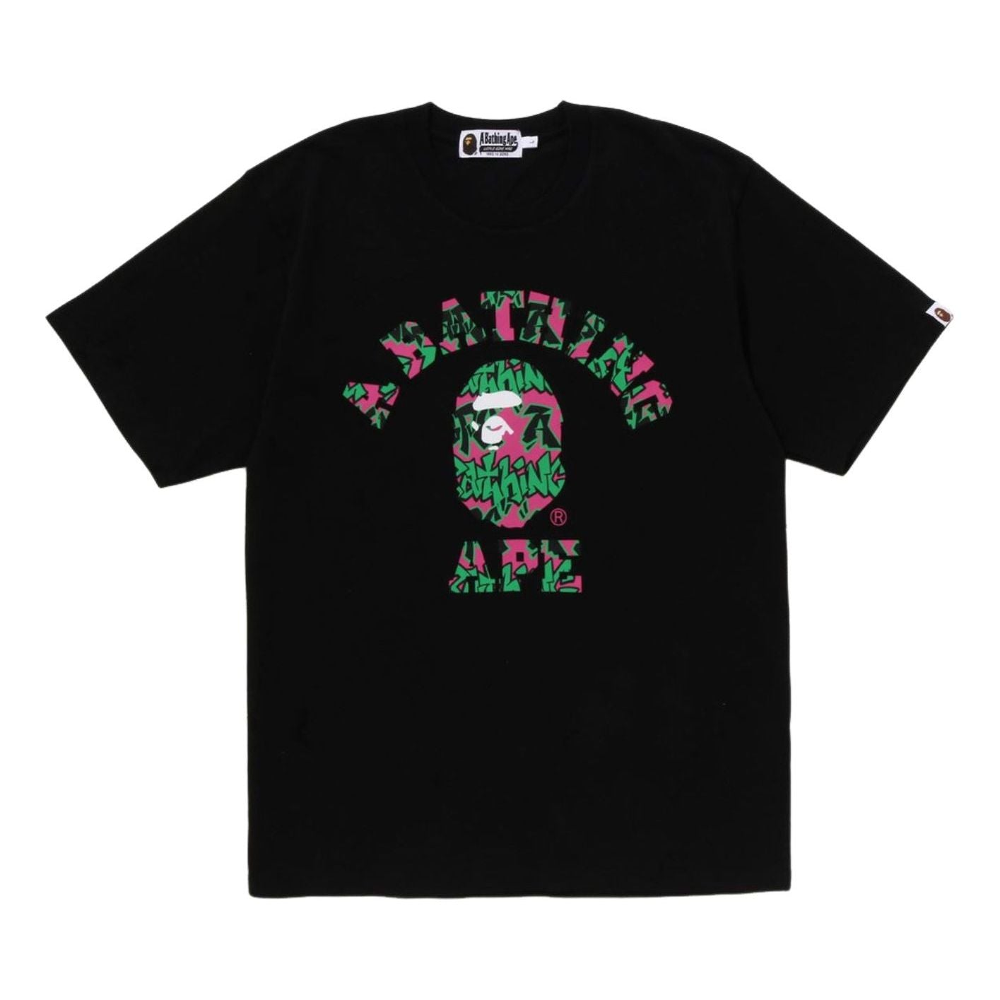 A Bathing Ape Graffiti Pattern College T-Shirt 'Black' 1J20-109-024-BLK