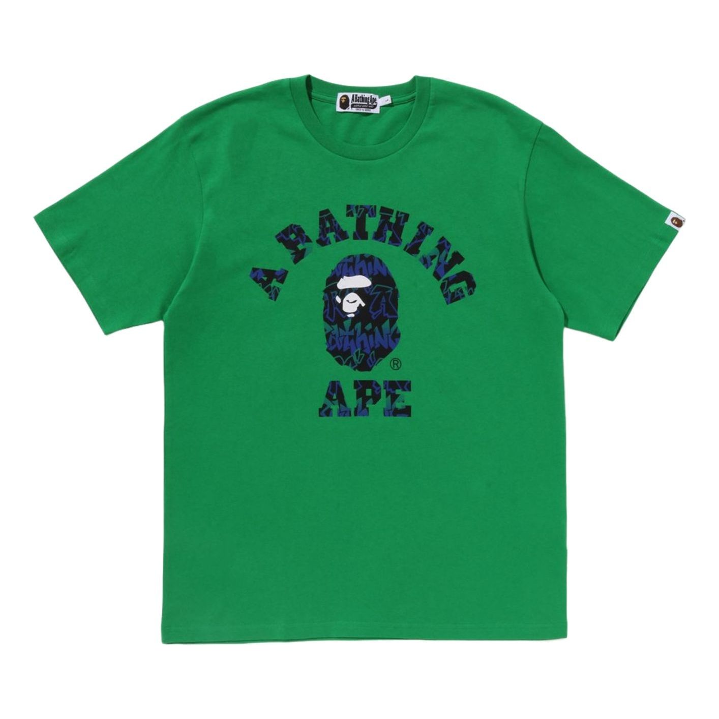 A Bathing Ape Graffiti Pattern College T-Shirt 'Green' 1J20-109-024-GRN