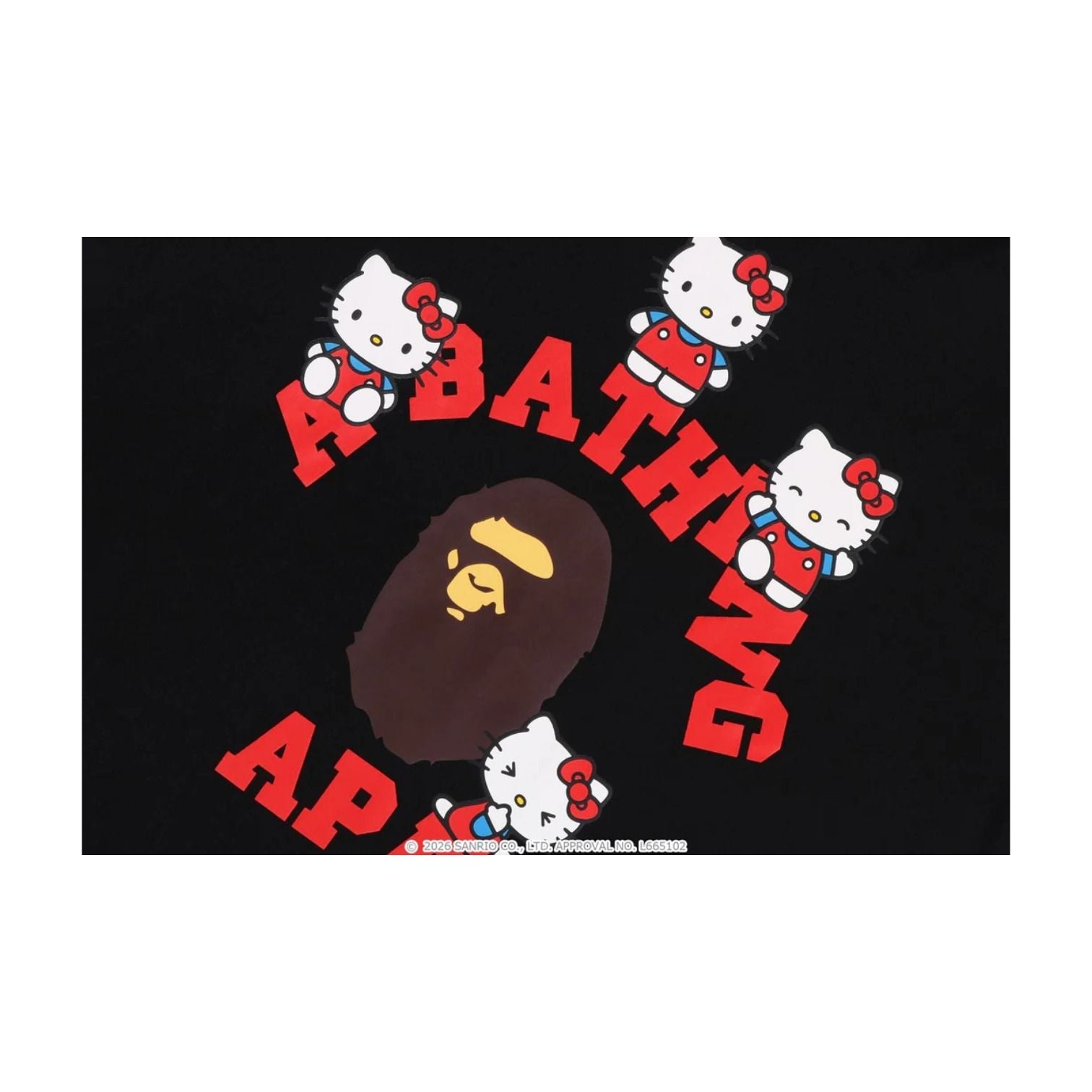 (WMNS) A BATHING APE x HELLO KITTY College Mini T-Shirt 'Black' 1M23-209-904-BLK