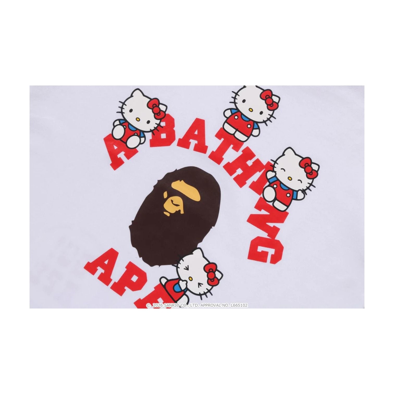 (WMNS) A BATHING APE x HELLO KITTY College Mini T-Shirt 'White' 1M23-209-904-WHT