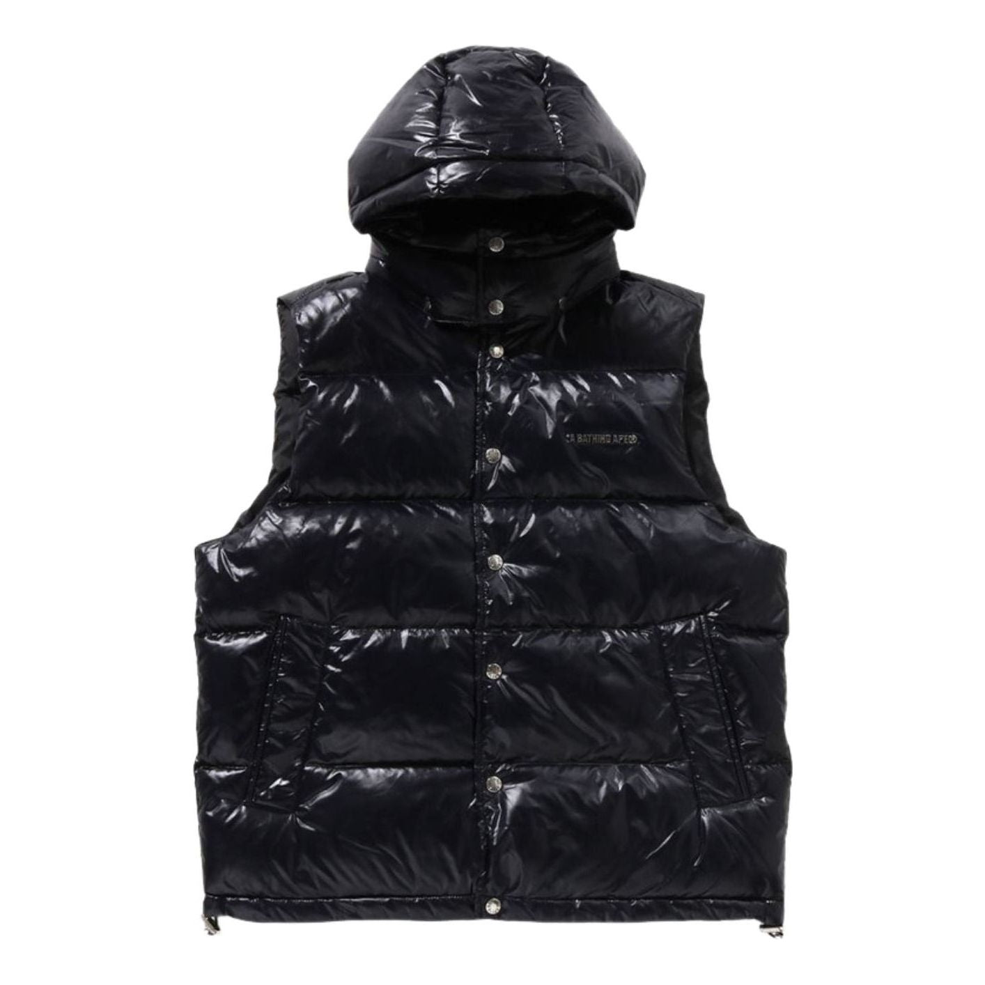 A Bathing Ape Line Camo Debossed Nylon Down Vest 'Black' 1K80-144-306-BLK
