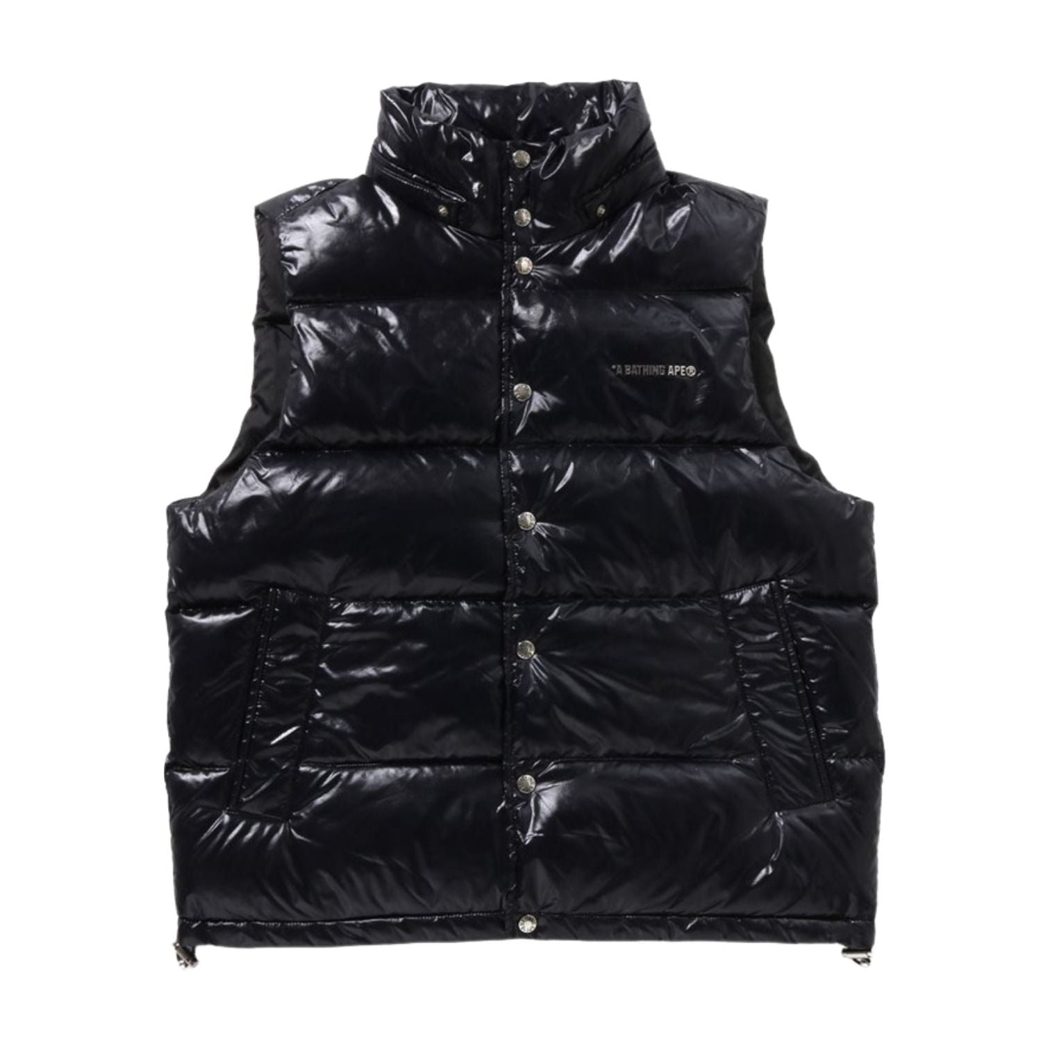 A Bathing Ape Line Camo Debossed Nylon Down Vest 'Black' 1K80-144-306-BLK
