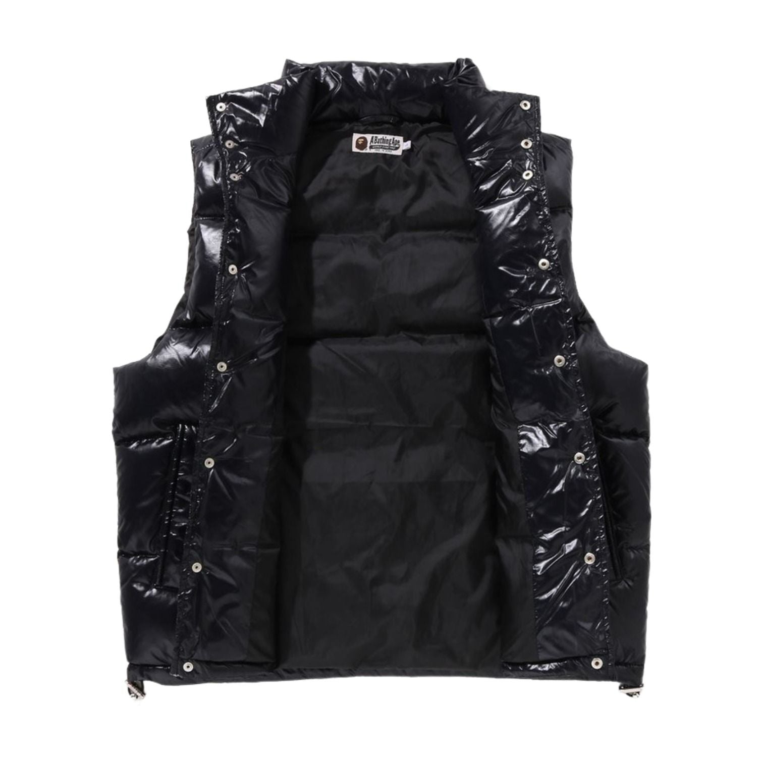 A Bathing Ape Line Camo Debossed Nylon Down Vest 'Black' 1K80-144-306-BLK