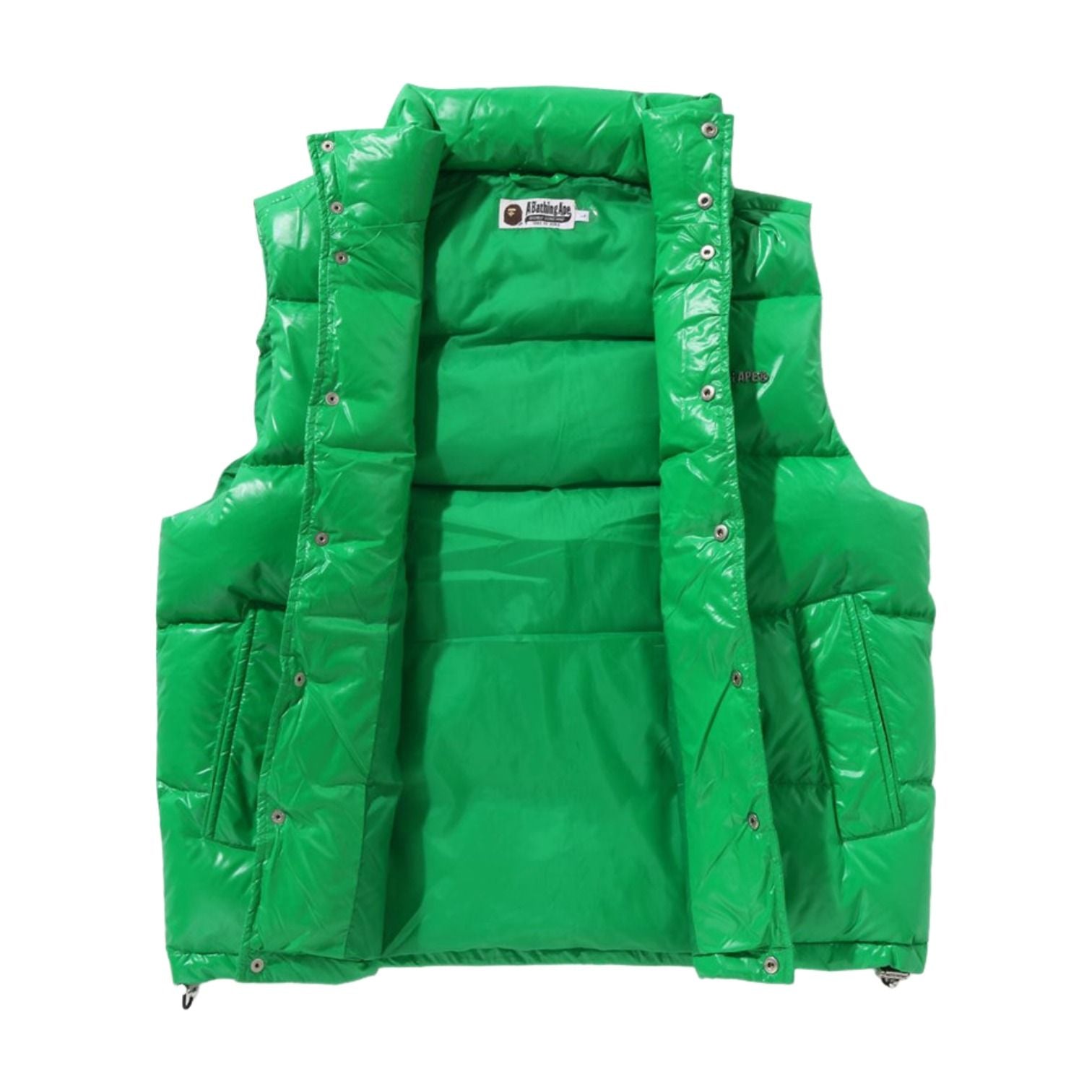 A Bathing Ape Line Camo Debossed Nylon Down Vest 'Green' 1K80-144-306-GRN