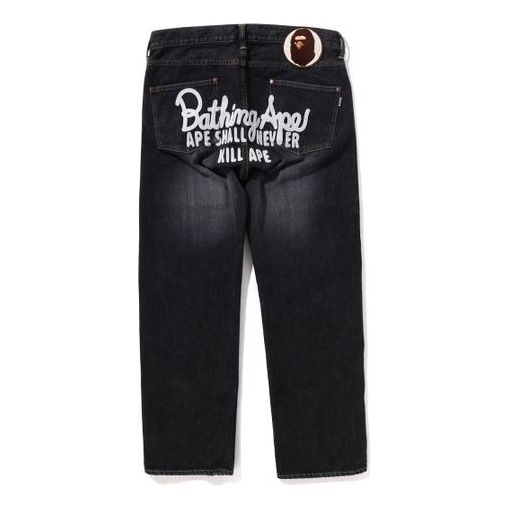 A Bathing Ape BAPE Champion Denim Pants 'Black' 1J80-150-003-BLK