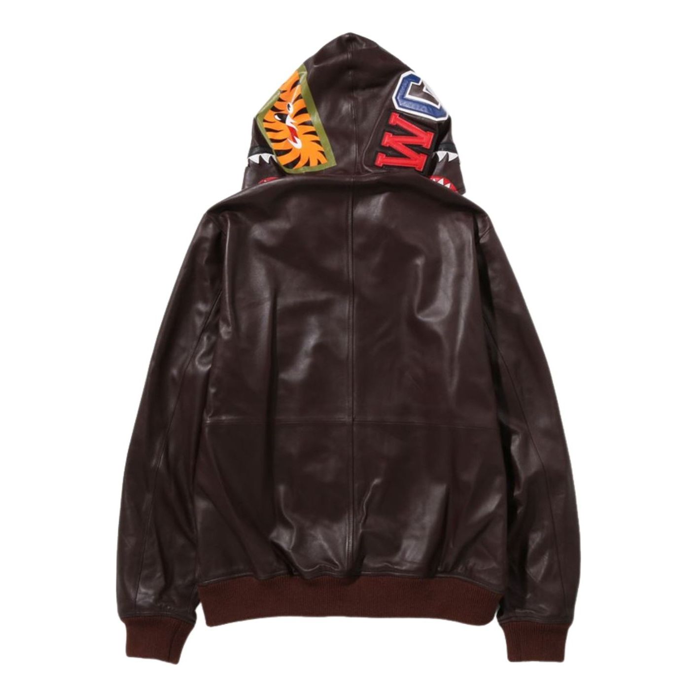 A Bathing Ape Leather Shark Full Zip Jacket 'Brown' 1I80-140-013-BRW