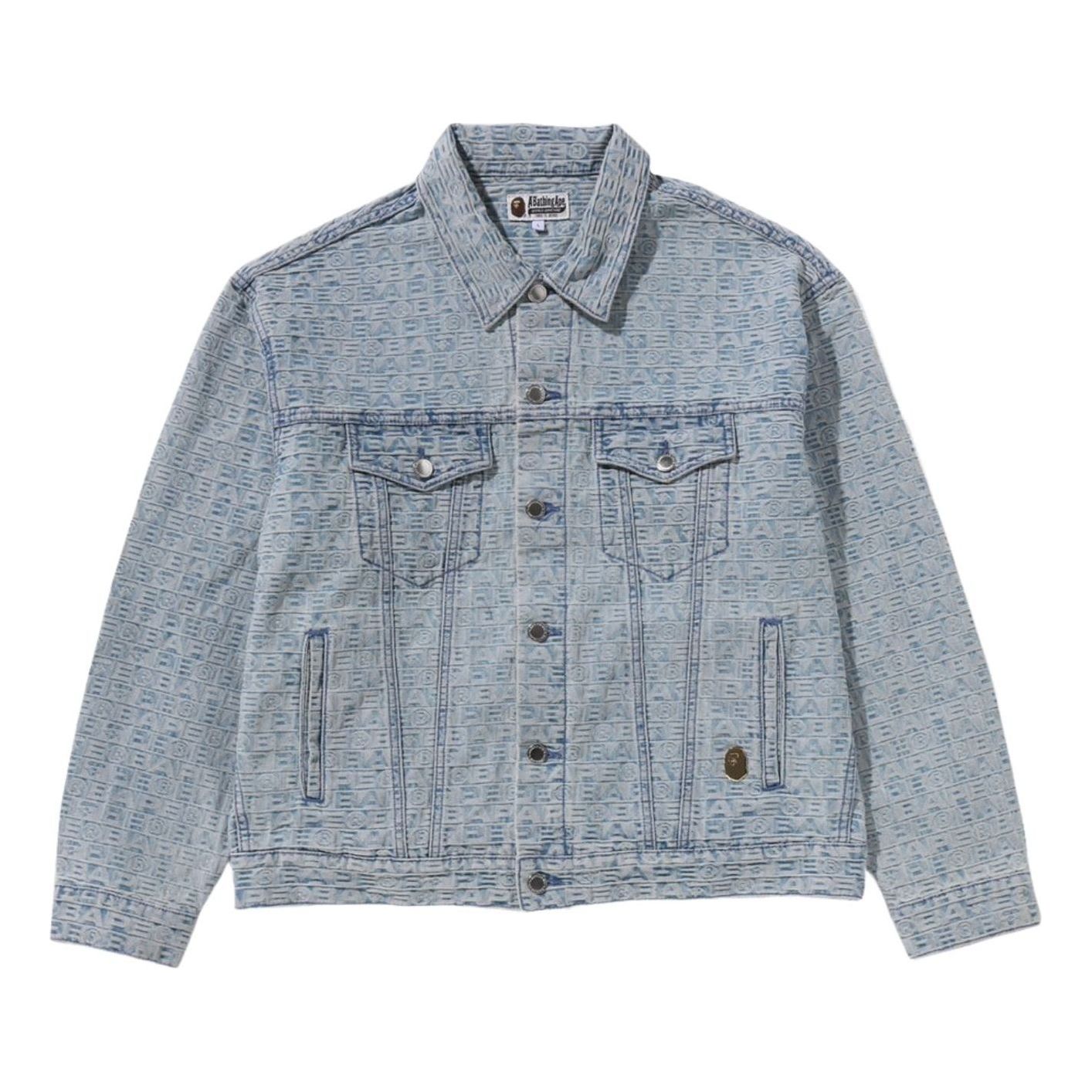 A Bathing Ape Lux Sport Pattern Jacquard Denim Trucker Jacket 'Light Indigo' 1K80-140-312-LIGHT-INDIGO