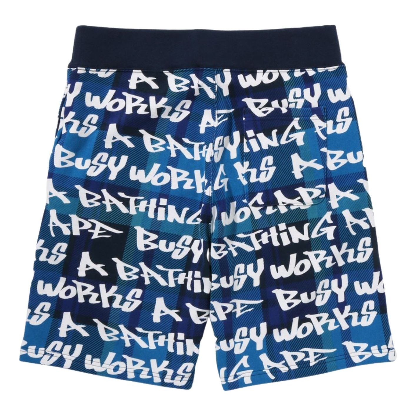 A Bathing Ape Graffiti Check Sweat Shorts 'Blue' 1I80-153-007-BLU