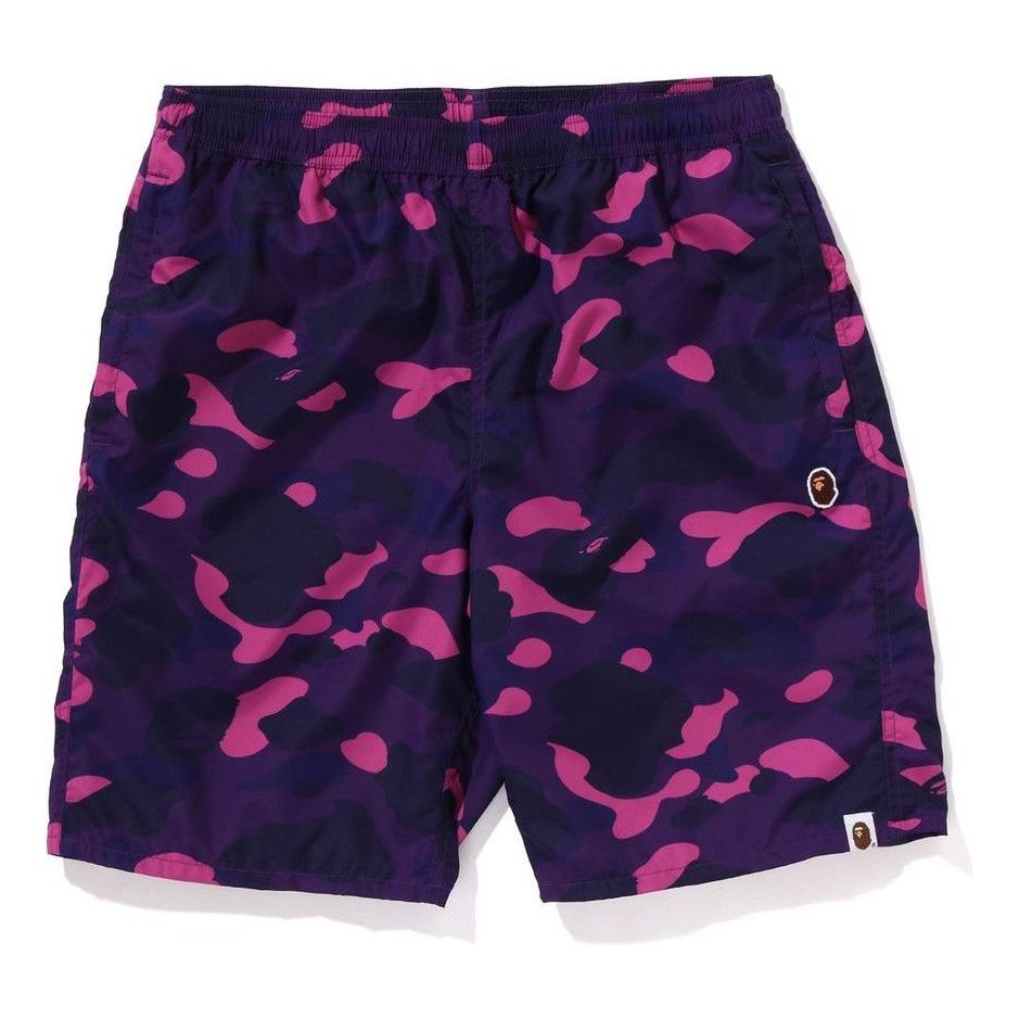 A Bathing Ape Color Camo Ape Head One Point Beach Shorts 'Purple' 1K30-153-005-PUR