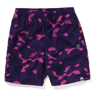A Bathing Ape Color Camo Ape Head One Point Beach Shorts 'Purple' 1K30-153-005-PUR