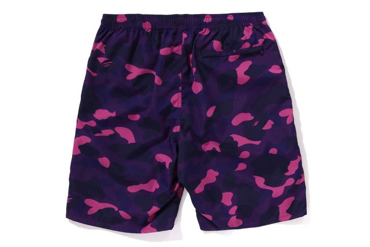 A Bathing Ape Color Camo Ape Head One Point Beach Shorts 'Purple' 1K30-153-005-PUR