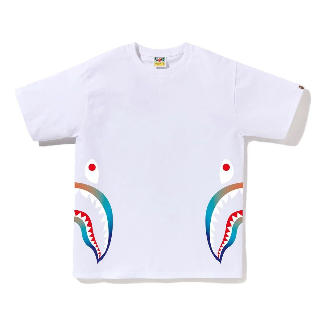 A Bathing Ape Gradation Side Shark T-Shirt 'White' 1J80-110-024-WHT